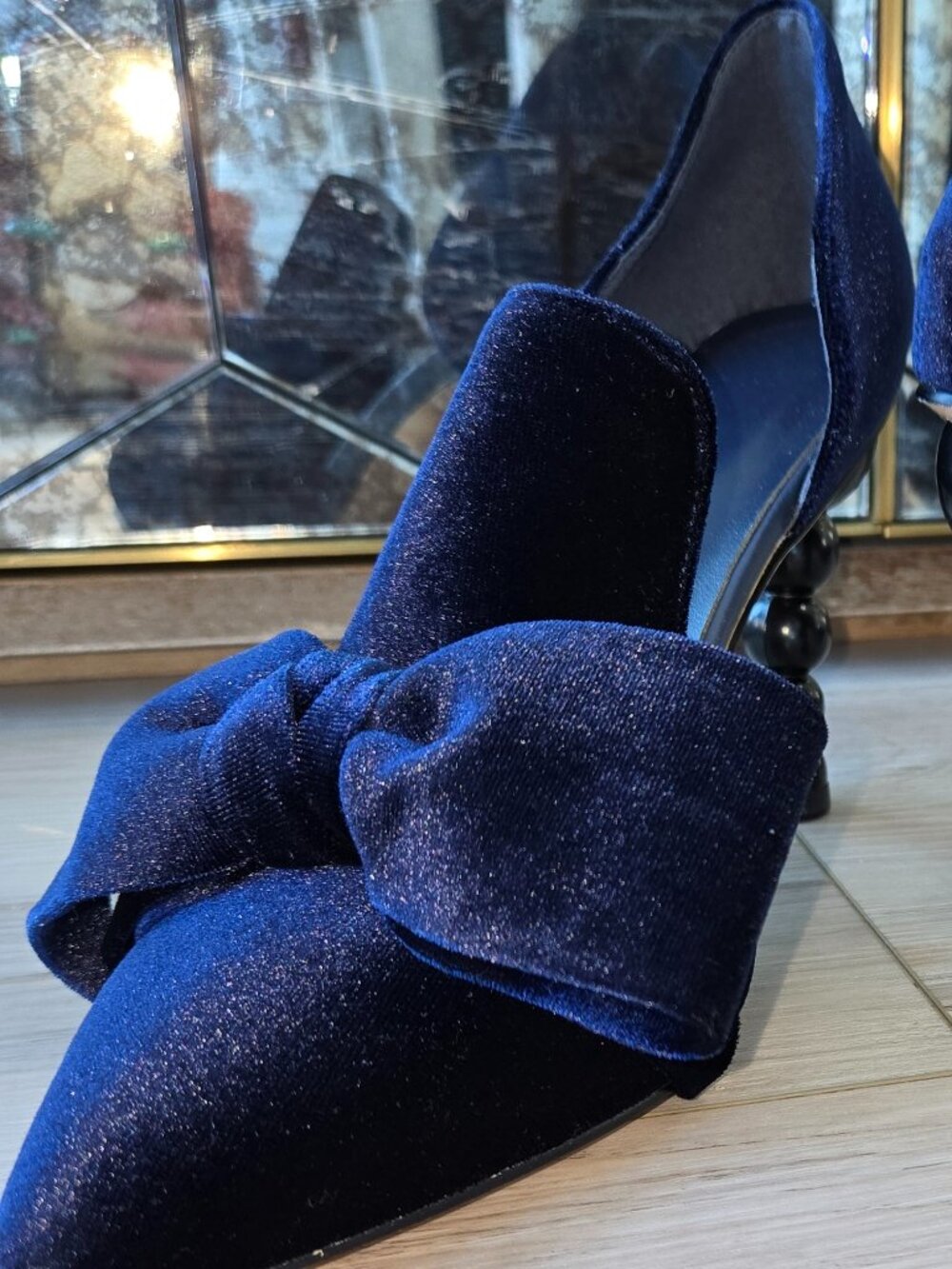 NAVY VELVET HEELS